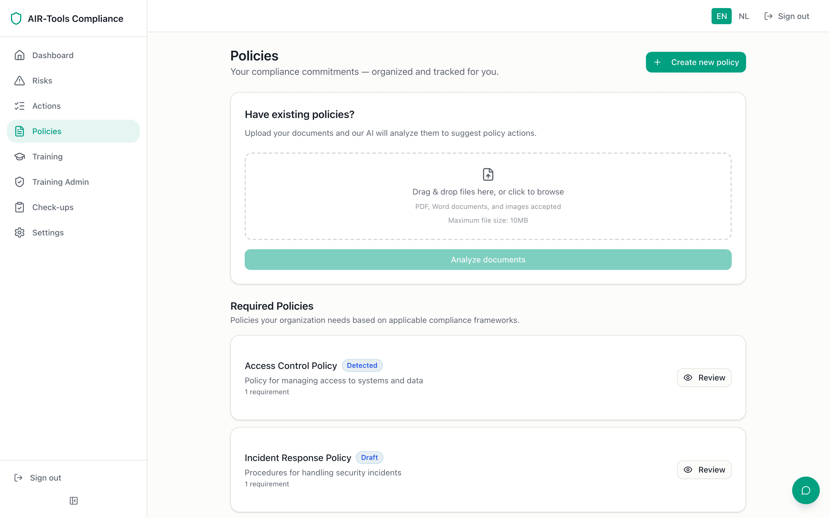 AIR-Tools policy management with AI-drafted policies